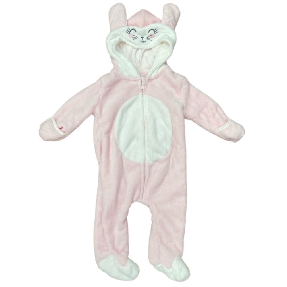 Penelope Mack 6-9M Baby Girl Bunny Fleece Zip Hooded Onesie Footies